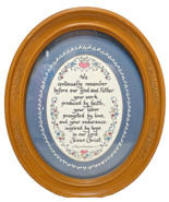 VTG Religious Plastic Framed Matted Caligraphy Thessalonians 1:3 Linda B... - $25.47