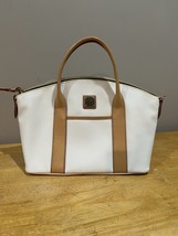 Dooney &amp; Bourke White Madeline Satchel Bag with Leather Trim  No Strap I... - $128.69