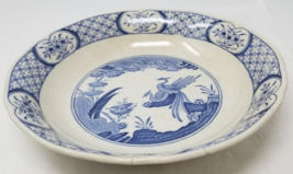 Old Chelsea Furnivals Bowl England Round Blue White Exotic Birds Vegetable - £14.95 GBP