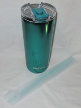 Davids Tea Favourite Tumbler Polished Metallic Teal With Straw &amp; Brush - $52.32