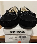 NEW  Minnetonka Womens lodge trapper Black Moccasin Slippers 10WW  40249WW - €26,60 EUR