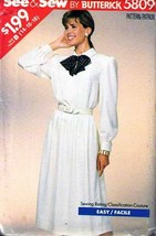 Vintage 1987 Misses' PULLOVER DRESS Butterick Pattern 5809-b Size 14 - $12.00