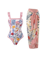 One Piece with Cover Up Monokini High Cut Tummy Control Set Ruffled Swim... - $54.80 CAD