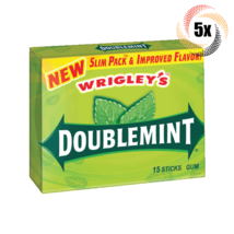 5x Packs Wrigley&#39;s Doublemint Slim Pack Gum | 15 Sticks Each | Fast Shipping - £10.88 GBP