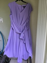 New Maggy London Lavender Purple Pleated Flare Midi Dress 20 W Women - £74.05 GBP