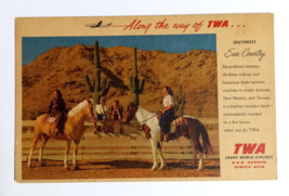 TWA Southwest Horses Sun Country Trans World Airlines Linen Postcard c1950s UNP - £4.73 GBP