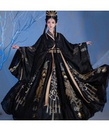 Phoenix Black Gold Embroidered Gown Set | Women Dress Top Skirt Cloak Pr... - €578,65 EUR