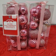 40 Count Shatterproof Mini Pink  Christmas Ornaments Decorations NEW! Ho... - €9,42 EUR