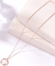 925 Sterling Silver 14k Rose Gold Plated Rose Quartz Pendant Necklace Je... - $90.99 CAD