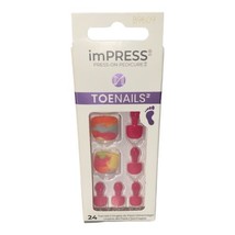 Kiss Impress Press on ToeNails (24) Stargazing Pink Blue Orange Yellow 89609 New - £9.50 GBP