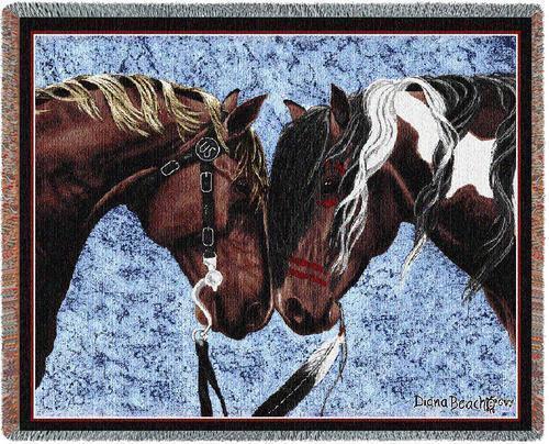 72x54 HORSE Western Southwest Afghan Throw Blanket - $63.36