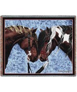 72x54 HORSE Western Southwest Afghan Throw Blanket - £49.61 GBP