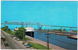 Postcard Freighter Passing Through Soo Locks Sault Ste Marie Michigan - $4.94