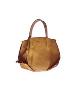 Leather Purse Womens LG Camel-Tan Colored Bag Circle Braided Handles &amp;Ta... - $36.89 CAD