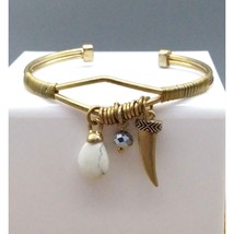 Vintage Lucky Brand Charm Cuff Bracelet with Howlite, Tooth and Crystal ... - £18.50 GBP