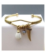 Vintage Lucky Brand Charm Cuff Bracelet with Howlite, Tooth and Crystal ... - £17.35 GBP