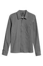 Boss Hugo Boss Mens Open Grey Lancelot Regular Fit Zip Up Shirt, 2XL XXL 3637-9 - $98.00