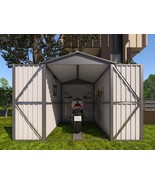 Grey Motorcycle Outdoor Steel Storage Shed with Window &amp; Tracks - $11,814.34 MXN
