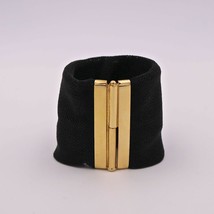 Adami and Martucci Black Mesh Wide Cuff Bracelet with Gold Closure - $470.25