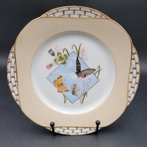 Beautiful Antique Tan &amp; Gold Brick Haviland &amp; Co 1876-80 Butterfly River Signed - £70.08 GBP