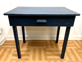 Vintage FARM TABLE primitive harvest console antique wooden blue rustic ... - £157.31 GBP