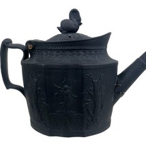 Antique Late 18th Early 19th Cen Black Basalt Teapot Swan Finial Make Do... - £74.73 GBP