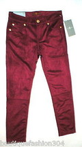 New Girls Jeans Skinny 7 for all mankind 12 NWT Pants Red Velour Velvet Leggings - £70.86 GBP