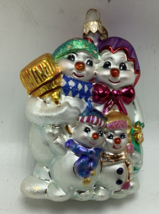 Radko snowman family winter portrait blown ornament glass xmas tree holiday - £25.76 GBP