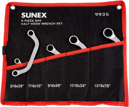 Sunex Tools 9935 SAE Half Moon Wrench Set, 5/16&quot;X3/8&quot; - 13/16&quot;X7/8&quot;, Fully Polis - £33.00 GBP