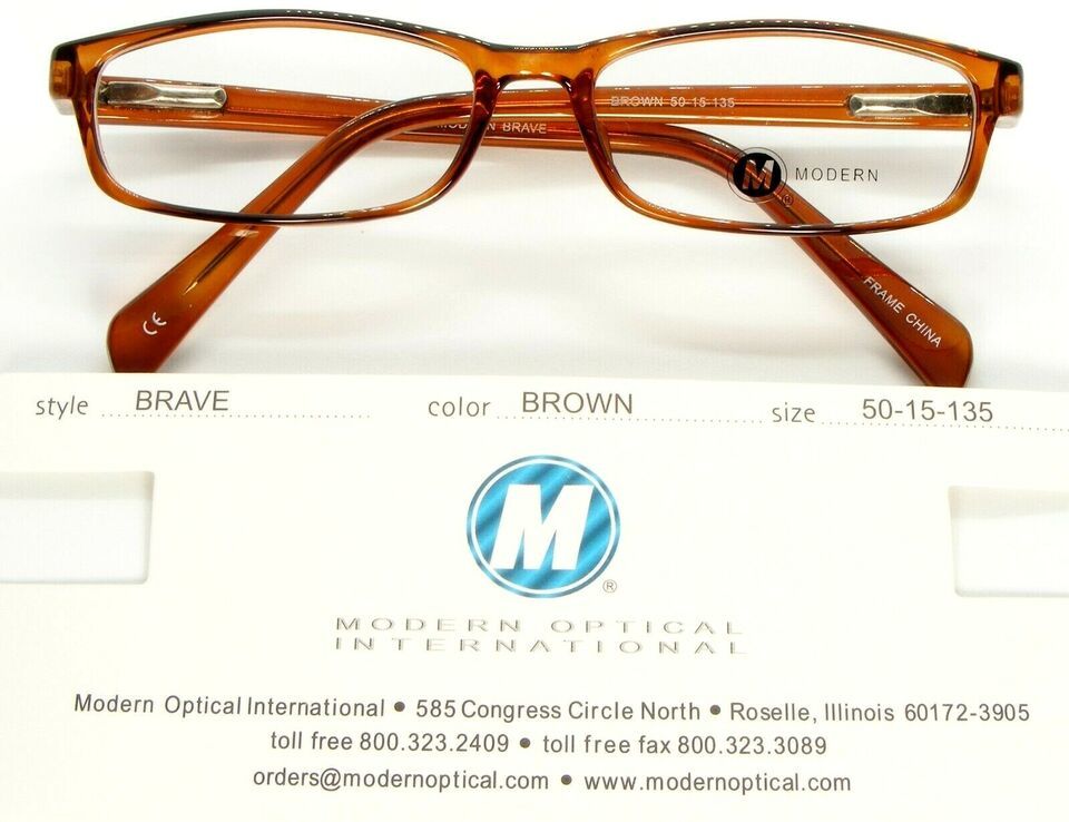 NEW MODERN OPTICAL BRAVE BROWN EYEGLASSES GLASSES PLASTIC FRAME 50-15-135mm - $22.28