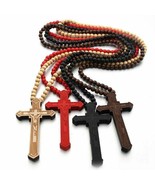 Christian Wooden Jesus Cross Pectoral Necklace Car Jewelry Gift Cruz De ... - £7.41 GBP