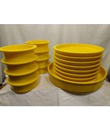 DANSK DESIGNS MELAMINE Sunshine Yellow Tray Bowl Plates Serving Set  17pcs - £157.41 GBP