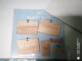NEW Kitchen Pantry Hanging wood printed basket tags turn over to persona... - $1.73