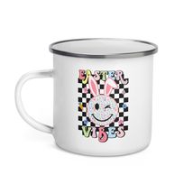 Funny Easter Day Mug - Retro Groovy Hippie Easter Vibes Leopard Smile Bunny Face - $20.74