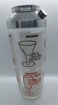 Vintage MCM Glass Cocktail Shaker Aluminum Lid Barware Drink Recipes 9.5&quot; - $29.69