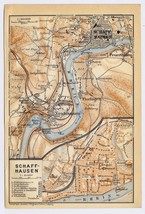 1910 Antique City Map Of Schaffhausen / Lake Constance / Bodensee / Switzerland - £13.45 GBP