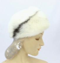 VTG 60s Genuine Cross Mink White fur pillbox hat LARGE Gorgeous Miss Gwe... - $2,987.02 MXN