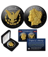 MORGAN DOLLAR Coin 100th Anniversary BLACK RUTHENIUM &amp; 24K GOLD w/ BOX - £27.53 GBP