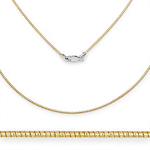 1.2mm 14k Yellow Gold 925 Sterling Silver Snake Omega Chain Italian Necklace - £20.63 GBP