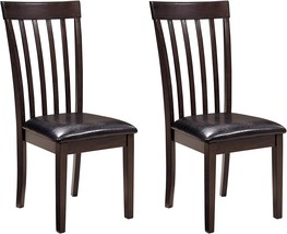 Set Of 2 Dark Brown Rake Back Dining Room Chairs By Signature Design By ... - £121.95 GBP