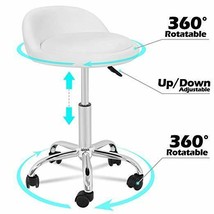Hydraulic Rolling Swivel Stool Spa Salon Chair With Back Rest Adjustable Height - £55.82 GBP