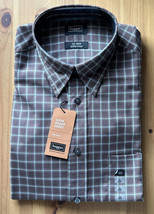 Haggar Shirt Men Large Brown Check Look Sharp Button Up Long Sleeve NEW No Iron - £30.63 GBP