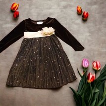 Sweet Heart Rose Girls 2T Brown Velvet Bodice Tulle Skirt Sequins Dress  - £18.55 GBP