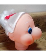 Vintage Craft Old Lady Grandma Doll Head White Hair Red Bow 4 Inches NOS - €7,69 EUR