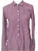 Toad &amp; Co Womens Small Burgundy &amp; White Striped Button-Up Shirt Organic ... - $16.78