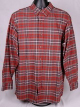 RED HEAD Brand Plaid Shirt-LT-Red Grey-Long Sleeve Shirt-Button Collar - £15.42 GBP
