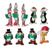 VTG 1997 Looney Tunes Christmas Lights String Set of 8 Warner Bros Rubbe... - $186.21 MXN