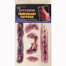 Stitches Temporary Tattoos Realistic Cuts and Woods 2 Sets Per Package H... - $5.95