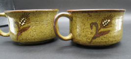 2 Vtg Stoneware Soup Cups, Chili Cups, Coffee Mugs, Stew Cup Wheat Made In Japan - £18.86 GBP