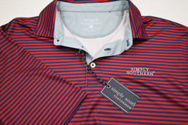 NWT Simply Southern Red and Blue Thin Stripe Golf Performance Polo Shirt XL - £25.69 GBP